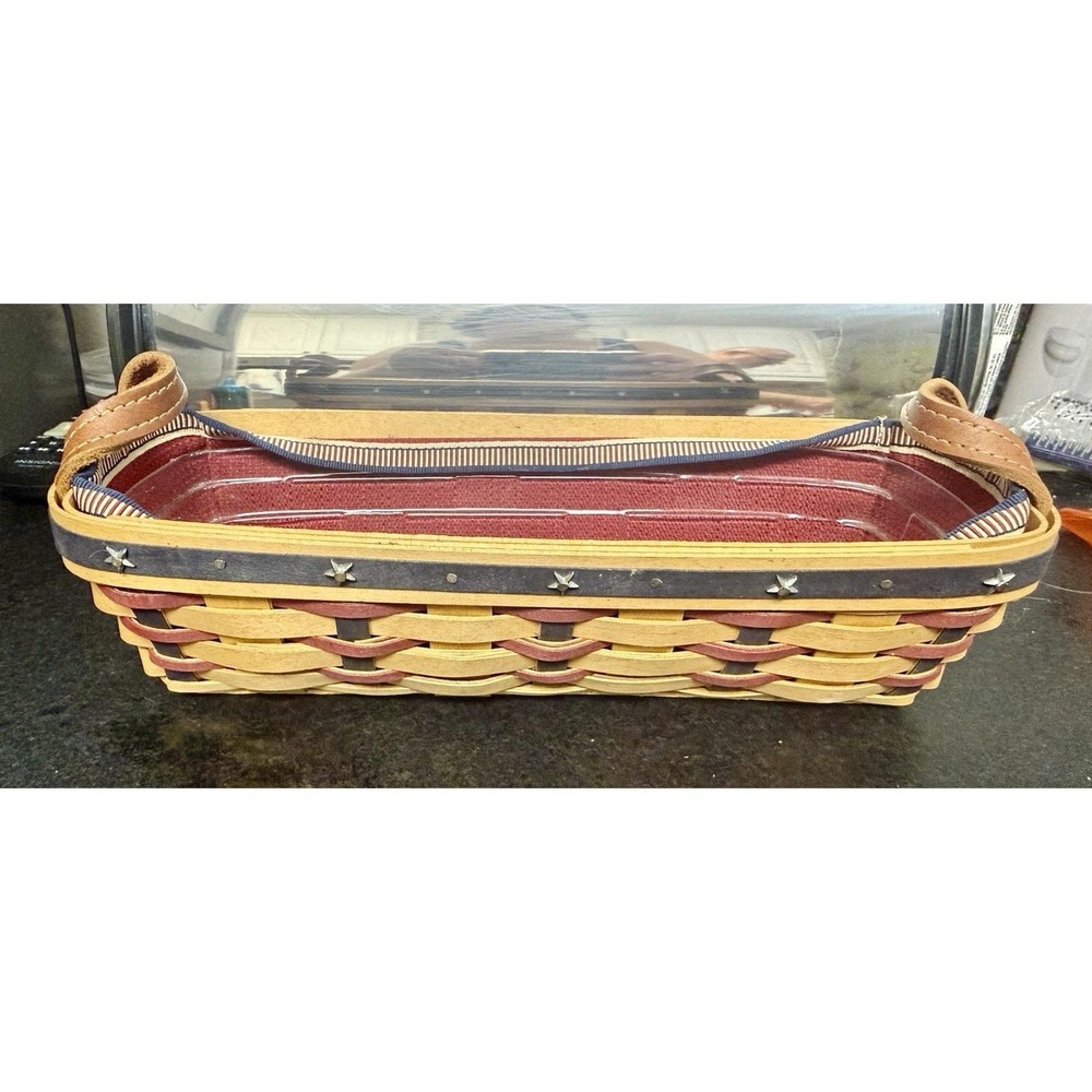 Longaberger 2003 Proudly American Cracker Basket Liner W/ Plastic Protector VTG